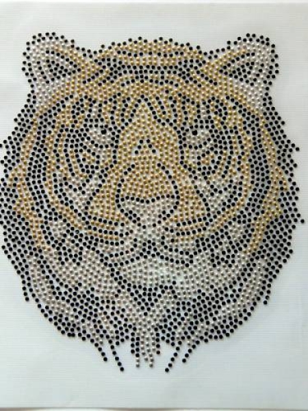 Traumhafter Riesen Tiger Kopf Hotfix Hotglue Studs Bügelbild Shirt Jacke Bluse Pulli