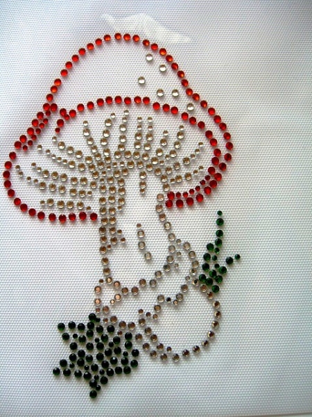 Fliegenpilz Glückspilz Pilz Strass HOTFIX HOTGLUE Bügelbild Applikation