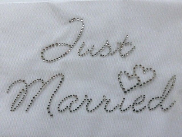 Just Married Strass Hotfix Bügelbild Hochzeit Brautstrauß Brautkleid Ringkissen