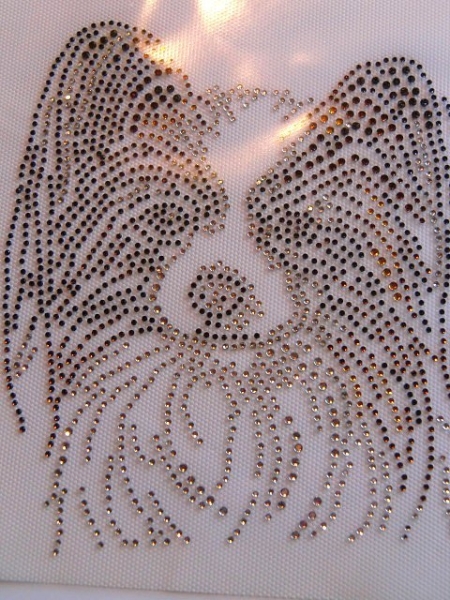 Papillon Hund Strass Hotfix Hotglue Bügelbild Bügelmotiv
