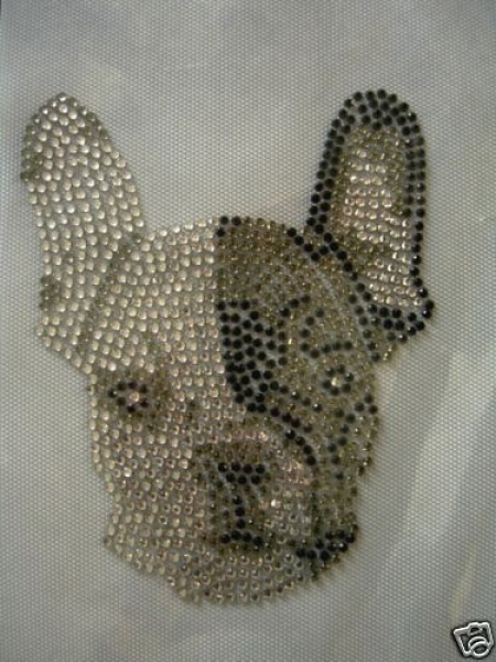 Fr. Bulldogge Hund Strass Hotfix Hotglue Bügelbild Bügelmotiv