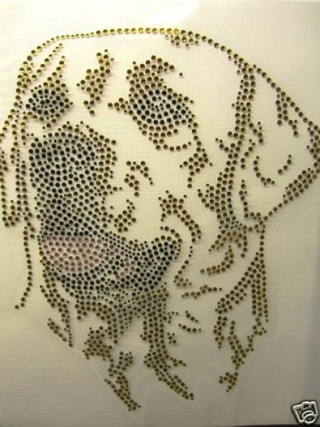 Golden Retriever Labrador Hund Strass Hotfix Hotglue Bügelbild Bügelmotiv