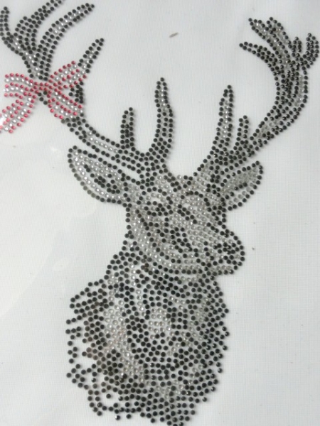 zauberhafter Hirsch Schleife Dirndl Oktoberfest Wiesn Strass Bügelbild Hotfix Hotglue