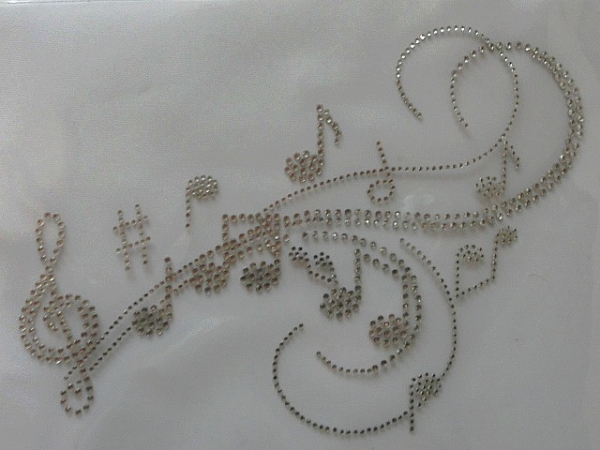 Noten Musik Disco Tanzen Strass Hotfix Bügelbild Abschwitzdecke Shirt Jacke Top