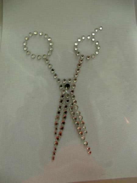 Hotfix Strass Schere Bügelbild Friseur Frisör T-Shirt Umhang