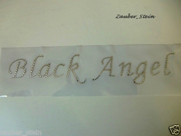 Schriftzug Black Angel Strass Bügelbild  Hotfix TOP