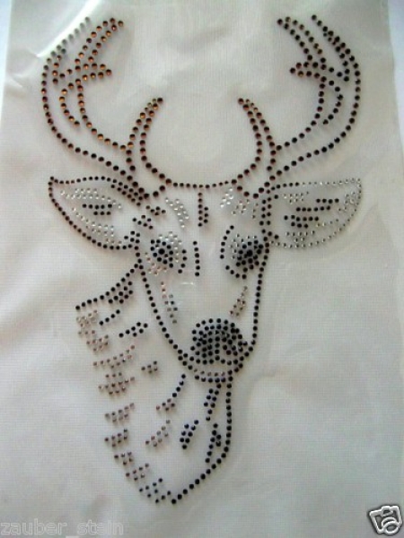 Hirsch für&acute;s Oktoberfest Strass Bügelbild Hotfix Hotglue