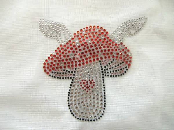 Fliegenpilz Glückspilz Pilz Strass HOTFIX HOTGLUE Bügelbild Applikation
