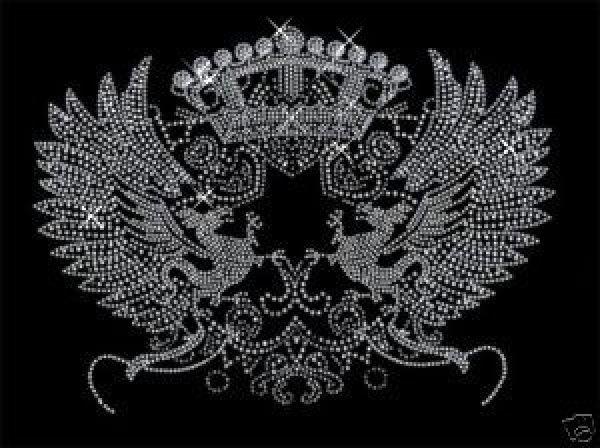 Wappen Ornament hochwertig Strass Hotglue Hotfix Bügelbild