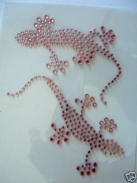 Echse Gecko Salamander Strass Hotfix Hotglue Bügelbild Shirt Hose Jacke Tasche