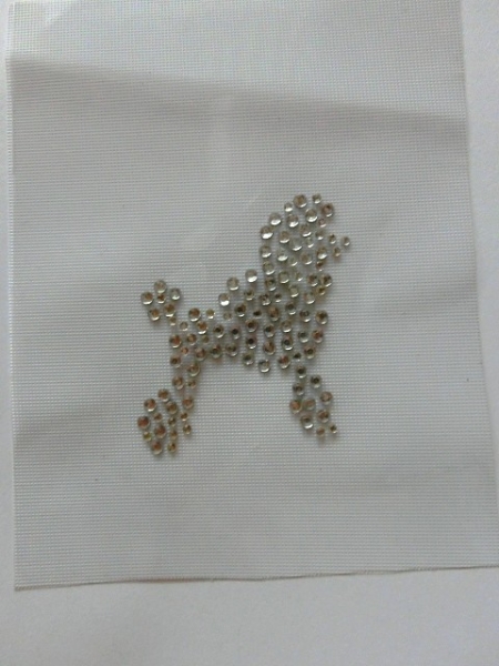 süßer Pudel Hund Bügelbild STRASS Hotfix Hundehalsband Hundeleine Shirt