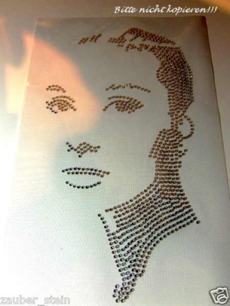 Audrey Hepburn Gesicht Hotfix Hotglue Bügelbild Strass