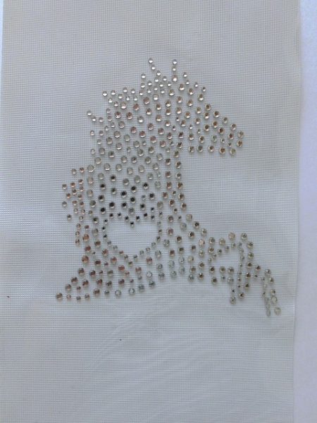 Pferd Dressur Reiten Strass Hotfix Bügelbild Schabracke Bandagen Abschwitzdecke li