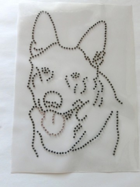 Schäferhund Hund Hotfix Bügelbild Strass für T-Shirt Hundezucht Hundeleine HundesofaHotglue Bügelbild Bügelmotiv