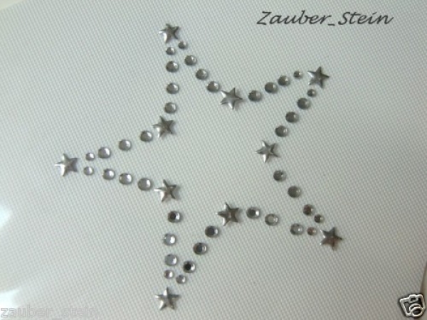 1 Stern im Stern Sternchen zauberhaft Strass Bügeln Bügelbild