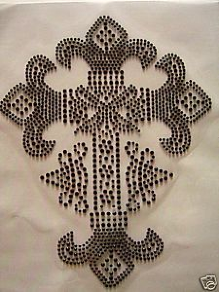 Kreuz Black Strass GROSS Hotfix Bügelbild