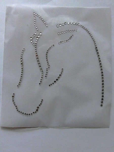 Pferd für Schabracke Reithelm Hotfix Bügelbild Strass Abschwitzdecke Bandagen