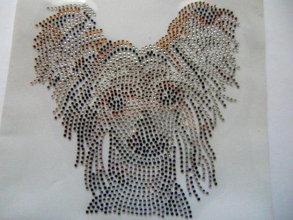 Chinesischer Schopfhund Hund Strass Hotfix Hotglue Bügelbild Bügelmotiv