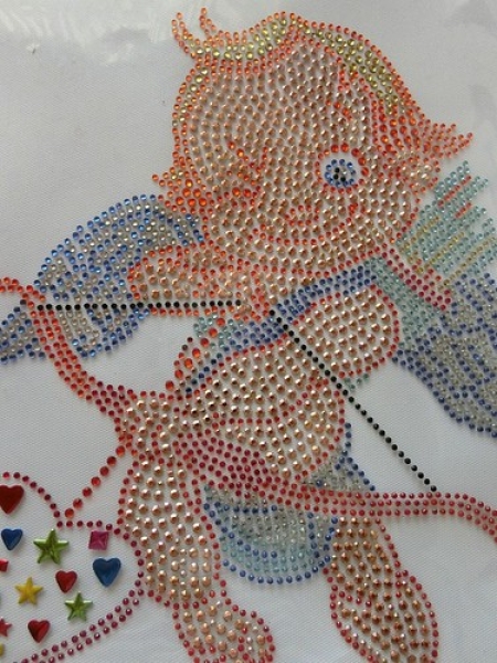 Engel Amor Strass Hotfix Bügelbild Jacke Schiebevorhang Shirt Bluse Hose Tasche