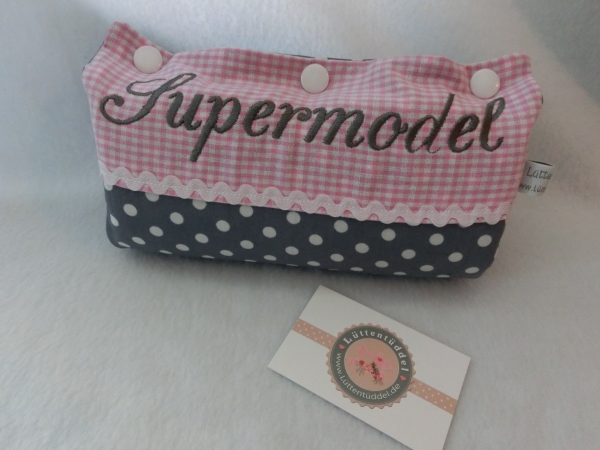 Armpolster für Babyschale  Lüttentüddel Wunschname Punkte Vichy