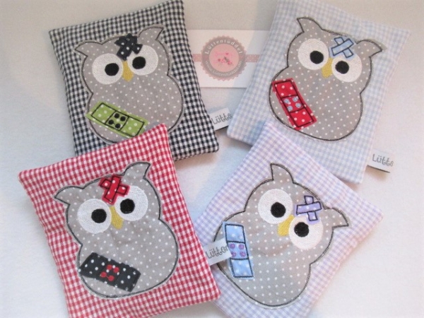 kleine Eule Krankenwagen Beulentröster inkl. Kühlpad Wunschname Geburt Taufe Einschulung von Lüttentüddel®