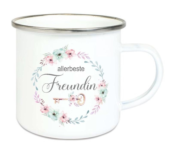 ♥ Tasse Emailletasse allerbeste Freundin Dankeschön, Geburtstag, Vatertag, Abschied, Jubiläum, Geschenk, Becher von Lüttentüddel