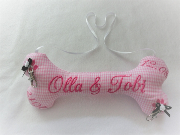 Ringkissen Knochen Wunschname Stickerei Hochzeit von Lüttentüddel