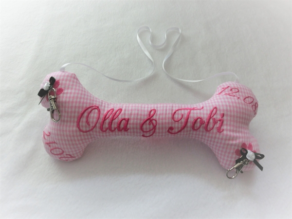 Ringkissen Knochen Wunschname Stickerei Hochzeit von Lüttentüddel