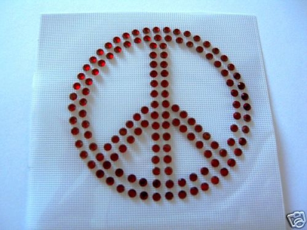 Peace Zeichen Rot Strass Hotfix Hotglue Bügelbild