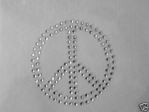 Peace Zeichen Klar Strass Hotfix Hotglue Bügelbild