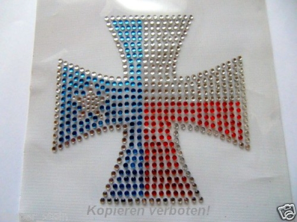 Malteser Kreuz Strass HOTFIX HOTGLUE Bügelbild Applikation