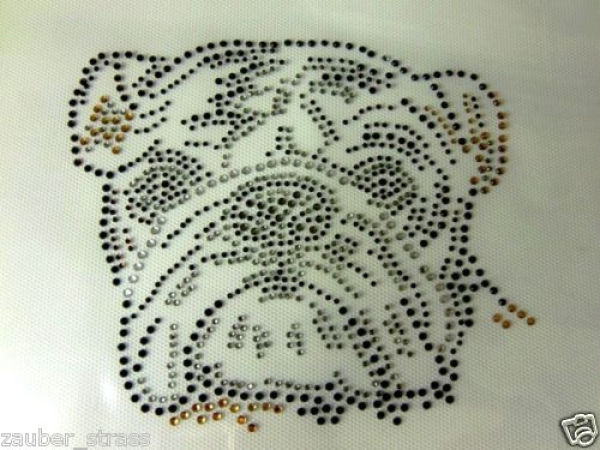 Traum Mops Strass Bügelbild Hotfix Hotglue