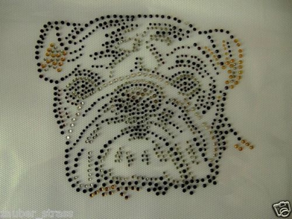 Traum Mops Strass Bügelbild Hotfix Hotglue