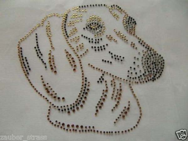 Dackel Teckel Hund Strass Hotfix Hotglue Bügelbild Bügelmotiv