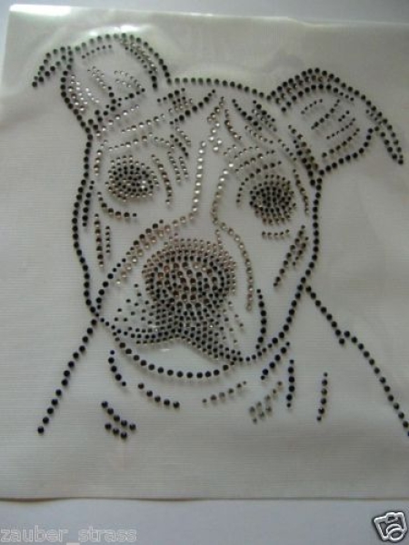 Hund Staffordshire Bull Terrier Hund Strass Hotfix Hotglue Bügelbild Bügelmotiv
