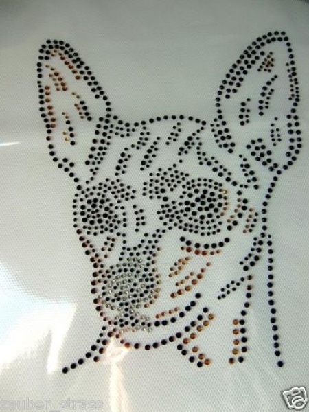 Rehpinscher Hund Strass Hotfix Hotglue Bügelbild Bügelmotiv
