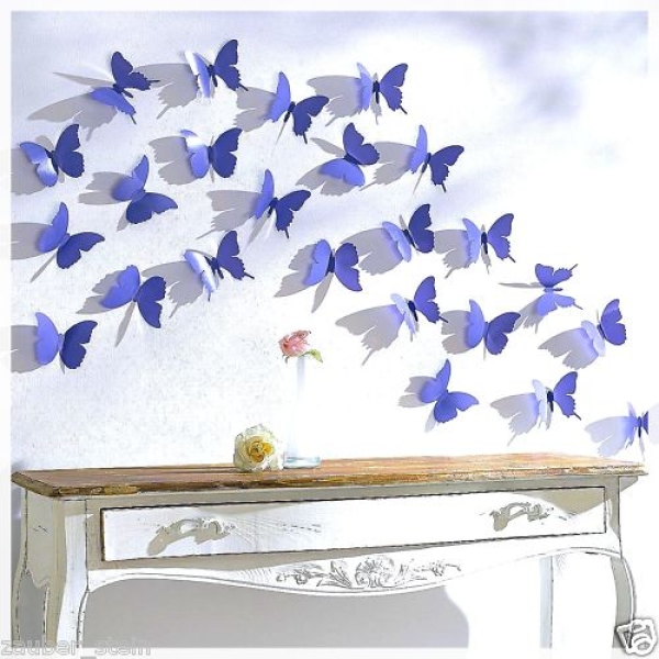 12 tlg Schmetterling Set Schmetterlinge Wanddeko Lila