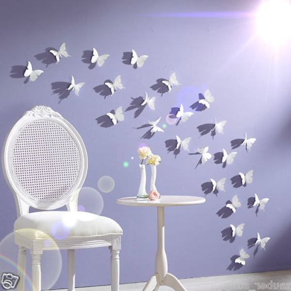 6 tlg Schmetterling Set Schmetterlinge Wanddeko weiß