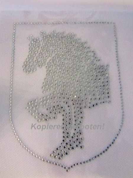 Brandzeichen FPZV Friesen Pferd Pferde Klar HOTFIX Bügelbild Strass Wappen