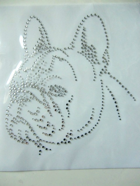 Französische Bulldogge Hund Strass Hotfix Hotglue Bügelbild Bügelmotiv