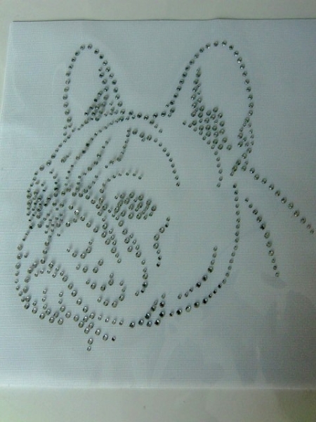 Französische Bulldogge Hund Strass Hotfix Hotglue Bügelbild Bügelmotiv
