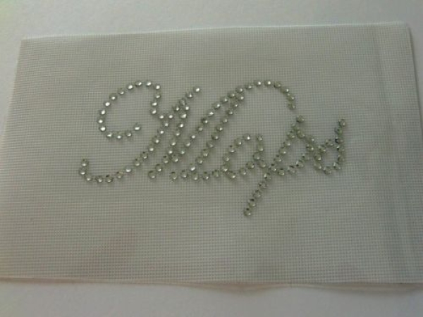 Schriftzug Mops Strass Bügelbild Hotfix Hotglue