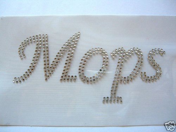 Schriftzug Mops Strass Bügelbild Hotfix Hotglue