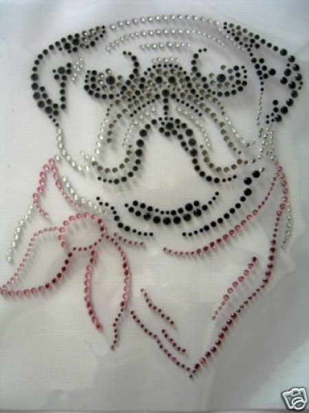 Super süßer Mops Strass Bügelbild Hotfix Hotglue
