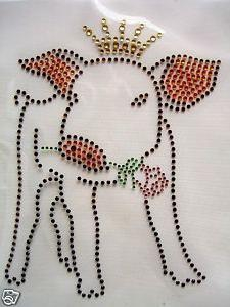 Hotfix Schwein mit Krone Strass Bügelbild Hotglue für Shirt Jacke Bluse.......