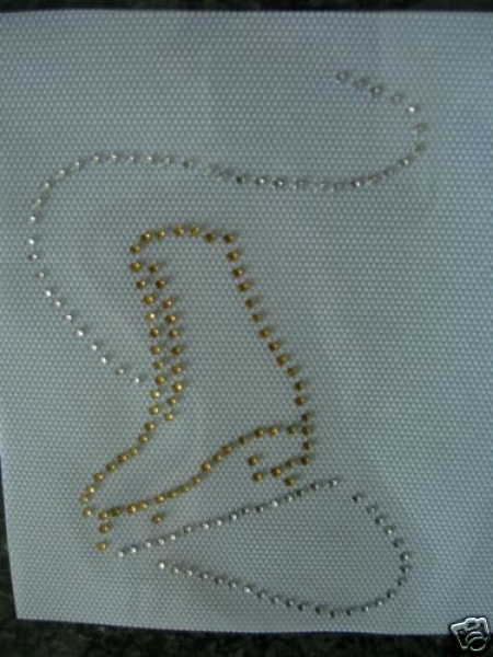 Skating Schlittschuhe Kür GOLD Hotfix Hotglue Bügelbild Bügelmotiv Strass