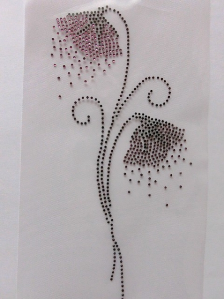 Blüte Mohnblume Mohn  Strass Hotfix Bügelbild Shirt Bluse Tischdecke Gardine Tasche