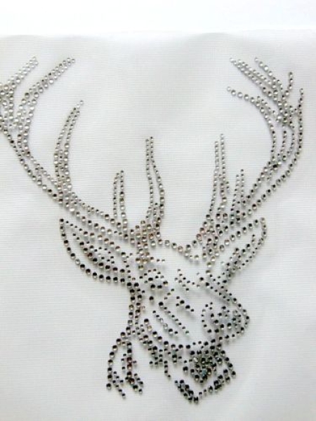 Wiesn Hirsch mit Strass Bügelbild Hotfix Hotglue Dirndl Oktoberfest