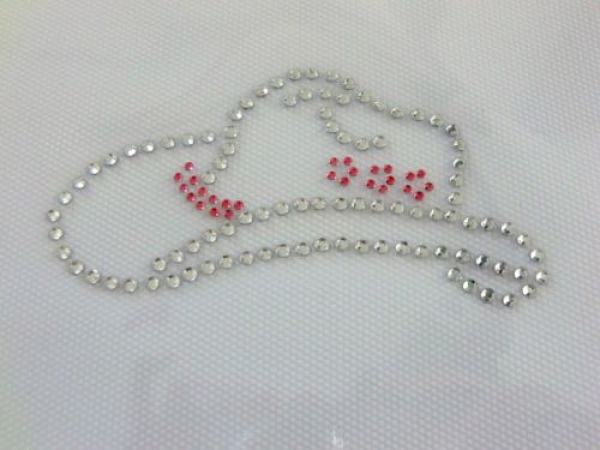 Bügelbild Schabracke Cowboy Hut Strass Hotglue Hotfix Bügelbild für Shirts Jacke etc.