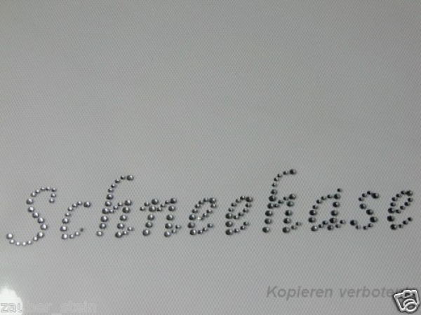 Schneehase Skianzug  Schriftzug Strass Hotglue Hotfix Bügelbild für Tischdecke Stuhlhusse Oktoberfest